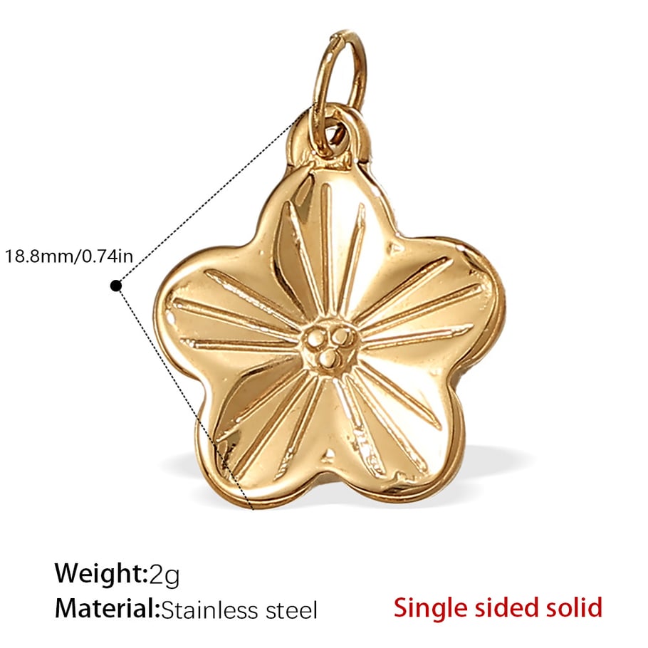 1 pezzo di ciondolo a forma di fiore in acciaio inossidabile color oro 