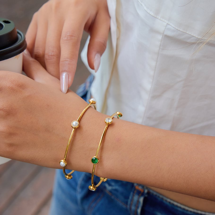 1 Piece Classic Series Retro Geometric Stainless Steel Gold Color Women's Bangles Picture4