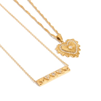 1 Piece Elegant Heart Stainless Steel Gold Color Women's Pendant Necklaces h5 Picture8