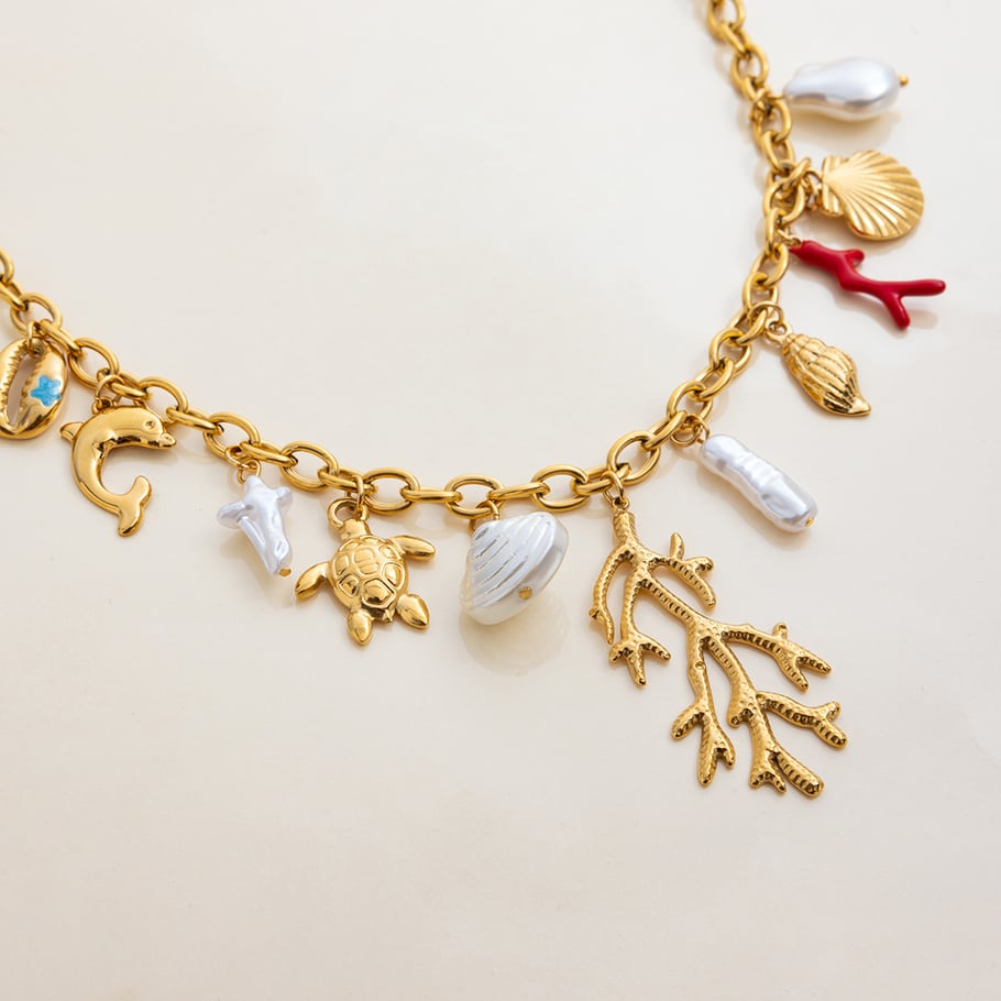 1 Piece Oceanic Shell Stainless Steel Gold Color Women's Bag Chain Picture5