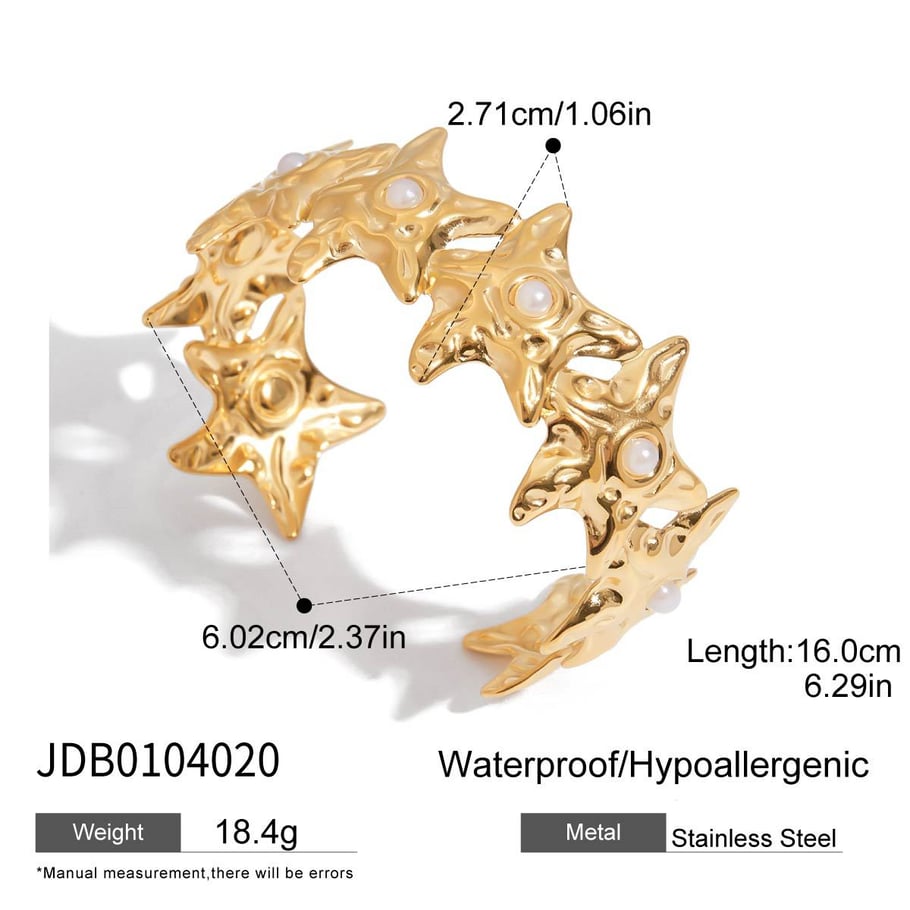 1 Piece Romantic Series Classic Star Stainless Steel Gold Color Women's Bangles Picture2