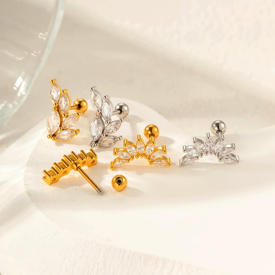 1 Stück Kupfer Gold Farbe Zirkon Piercings Ohrringe Bild3