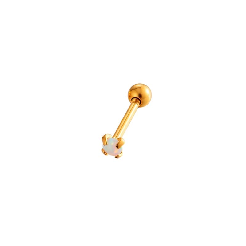 Boucles d&#39;oreilles piercing pour femme en acier inoxydable couleur or avec opale polychrome 