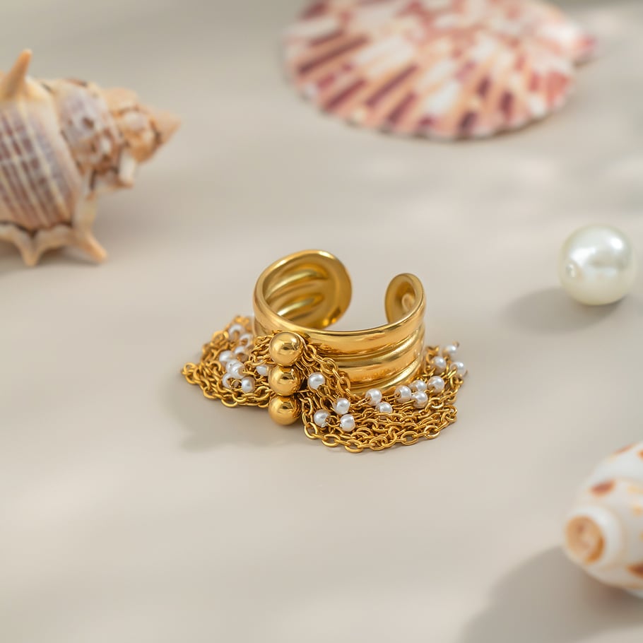 1 anello di lusso in acciaio inossidabile color oro Immagine4