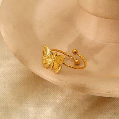 Elegant Animal Stainless Steel  Gold Color  Women's Adjustable Rings h5 Picture2