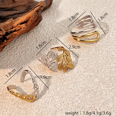 Bague classique en acier inoxydable de couleurs mélangées, 1 pièce h5 Image3