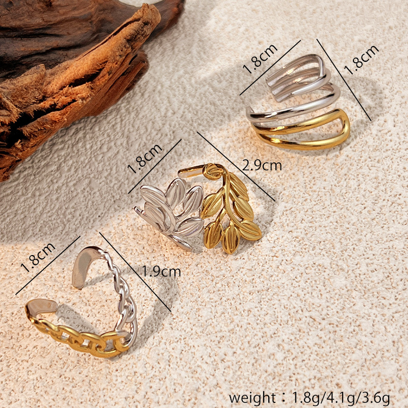 Bague classique en acier inoxydable de couleurs mélangées, 1 pièce Image3