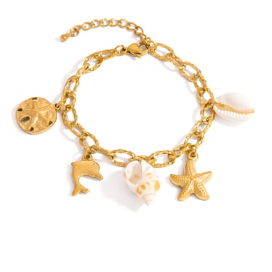 1 Piece OCeanic Stainless Steel Gold Color Charm Bracelet h5 
