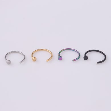 1 par de piercings para la nariz de acero inoxidable dorados con diseño geométrico simple para mujer h5 Imagen6