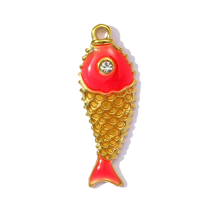 1 Piece Simple Series DIY Fish Stainless Steel Gold Color Women's Pendants 