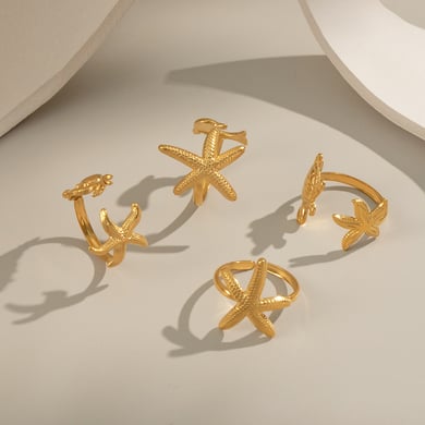 1 anello in acciaio inossidabile color oro con ciondolo a forma di oceano h5 Immagine2