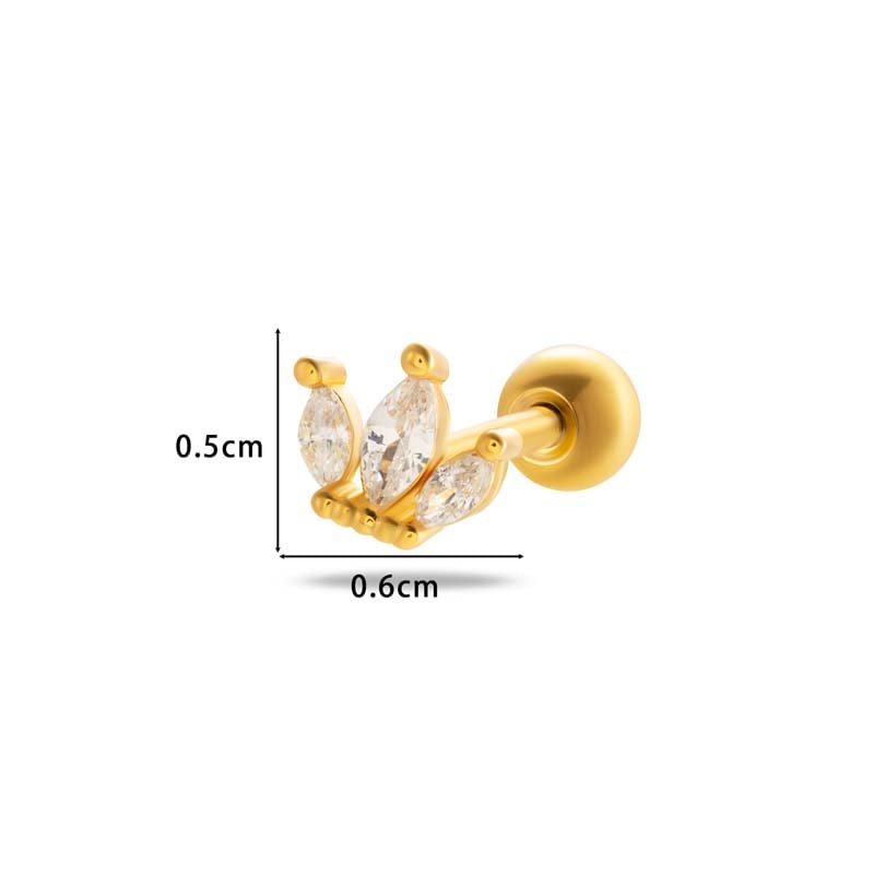 1 pezzo di orecchini con zirconi color rame e oro Immagine2