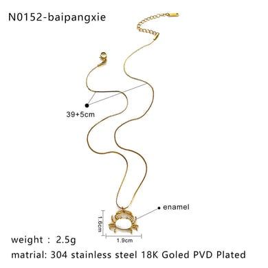 1 Stück Emaille Krabbe Edelstahl Gold Farbe Anhänger Halskette h5 