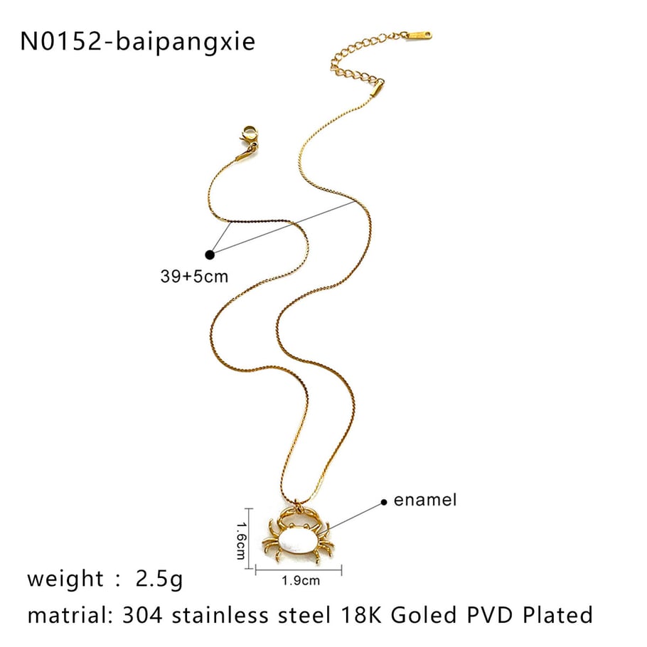 1 Stück Emaille Krabbe Edelstahl Gold Farbe Anhänger Halskette 