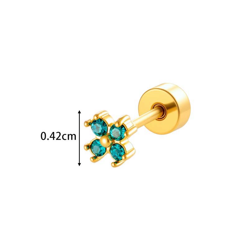 1 Adet Bakır Altın Rengi Zirkonyum Piercing Küpe Resim2