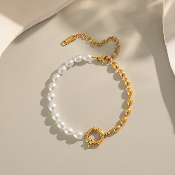 1 Stück elegantes Perlenarmband aus Edelstahl