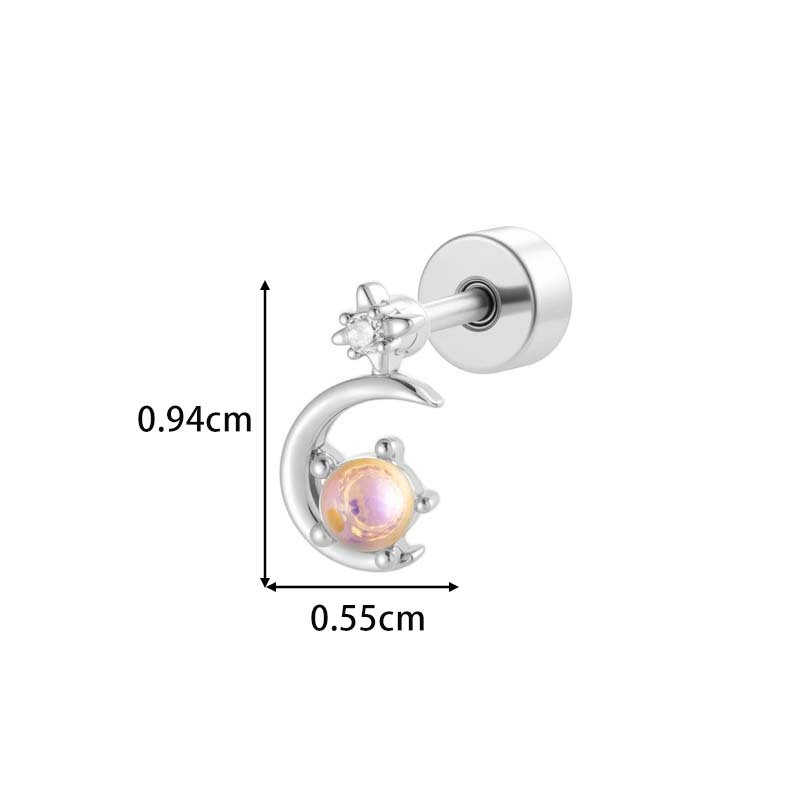 1 Piece Copper Gold Color Zircon Piercings Earrings Picture2
