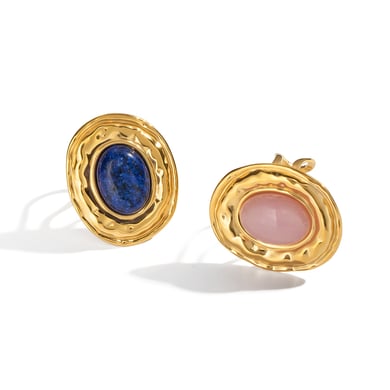 1 Piece Stainless Steel Gold Color Natural Stone Ring h5 Picture5