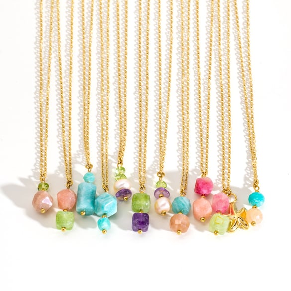Simple Series Elegant Beads Stainless Steel Women's Pendant Necklaces 2