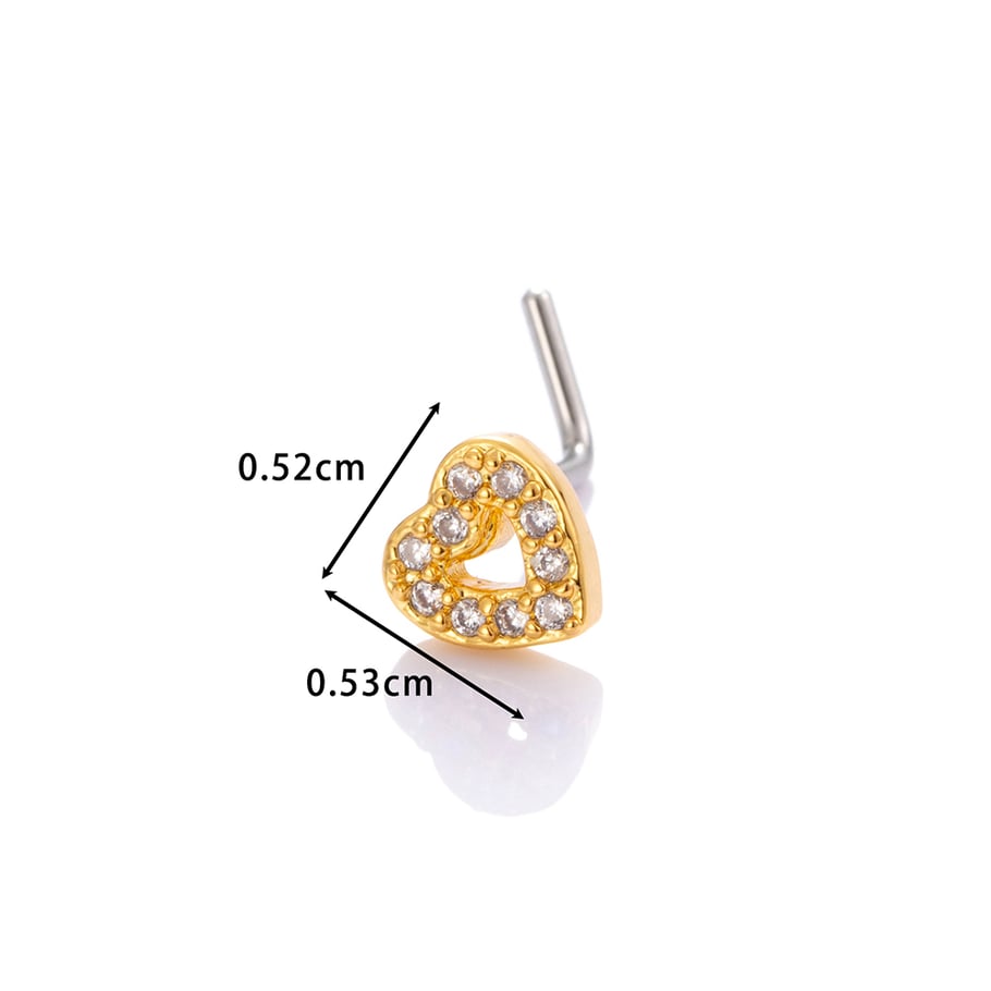 1 pezzo di perno nasale in zircone color rame e oro Immagine2