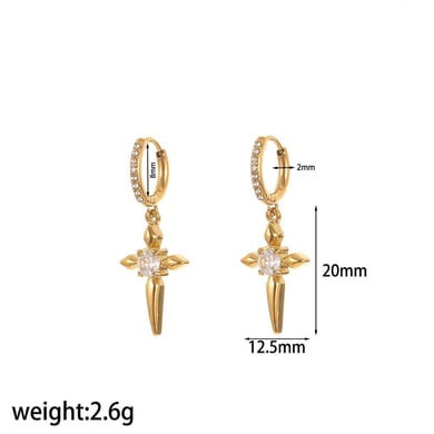 1 par de pendientes colgantes de acero inoxidable color dorado oceánico h5 