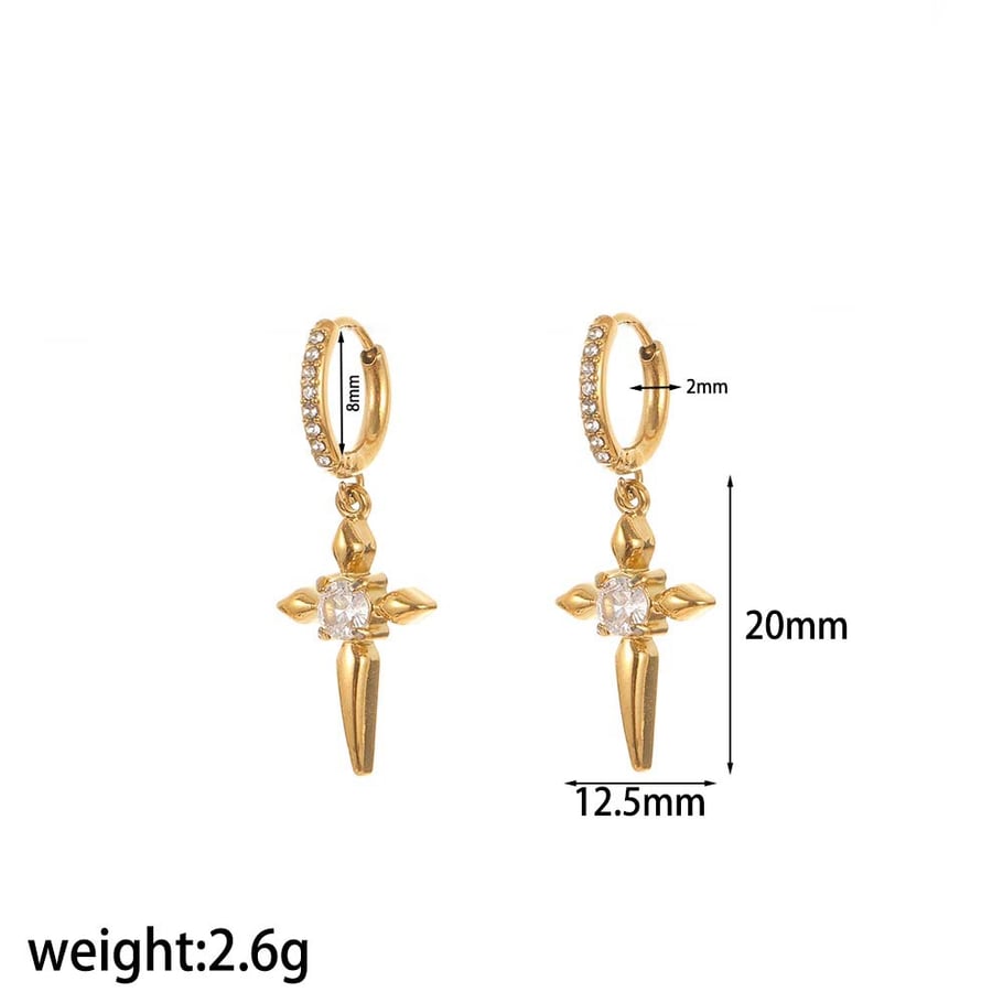 1 par de pendientes colgantes de acero inoxidable color dorado oceánico 