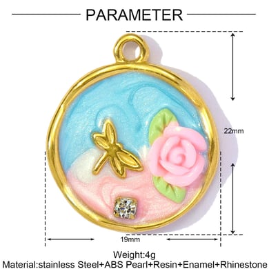 1 pieza de lujosa serie DIY Flor de acero inoxidable color dorado colgantes para mujer h5 Imagen2