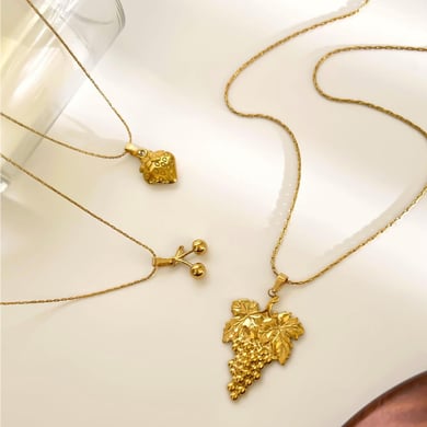 Collana con ciondolo color oro a forma di frutta in acciaio inossidabile da 1 pezzo h5 Immagine4
