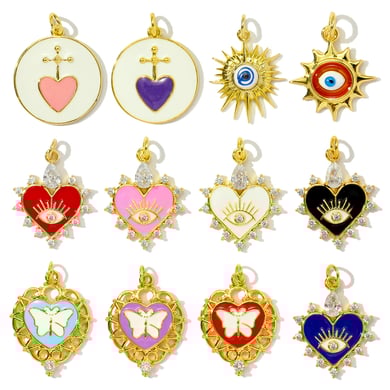 1 pieza de lujosa serie DIY Corazón de acero inoxidable color dorado Colgantes para mujer h5 Imagen5