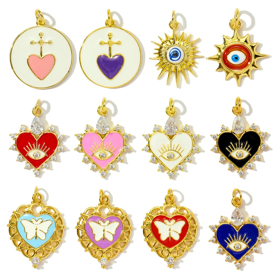 1 pieza de lujosa serie DIY Corazón de acero inoxidable color dorado Colgantes para mujer Imagen5