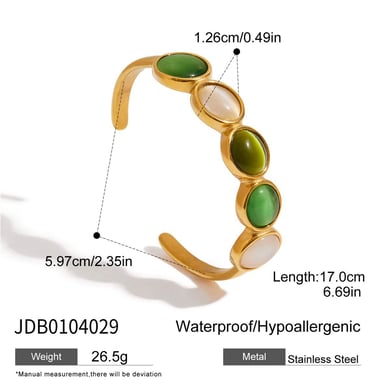 Bracelet élégant ovale en acier inoxydable couleur or pour femme, 1 pièce h5 Image2