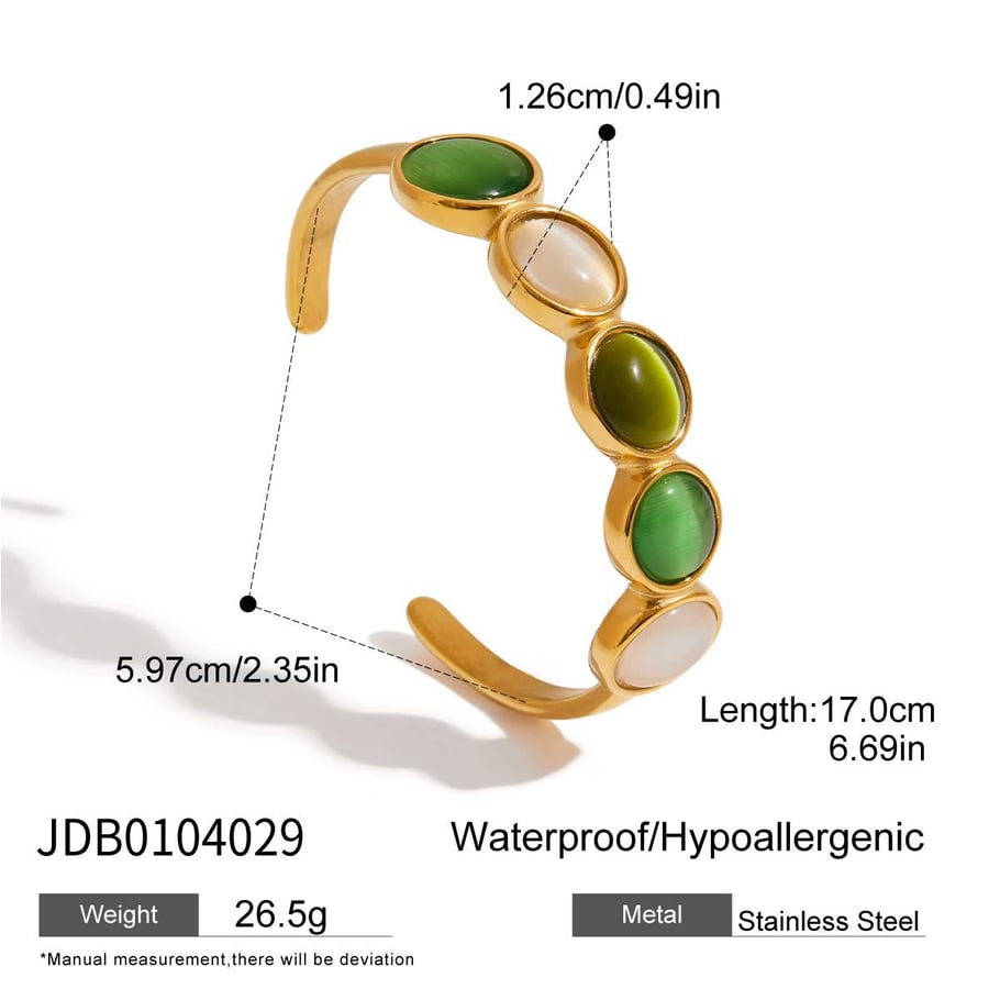Bracelet élégant ovale en acier inoxydable couleur or pour femme, 1 pièce Image2
