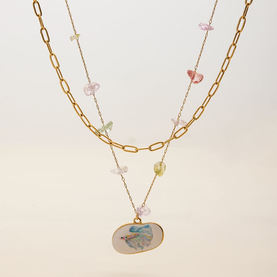 1 Piece Tropical Fish Stainless Steel Gold Color Women's Pendant Necklaces Picture5