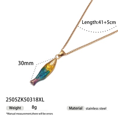 Collier avec pendentif en acier inoxydable en forme de poisson, 1 pièce h5 