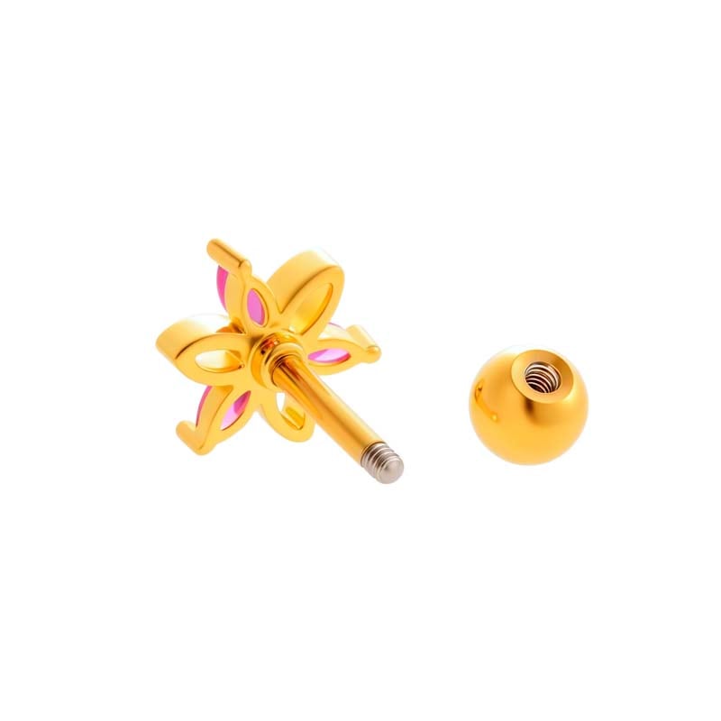 1 Piece Simple Flower Copper Gold Color Zircon Women's Piercings Earrings Picture6