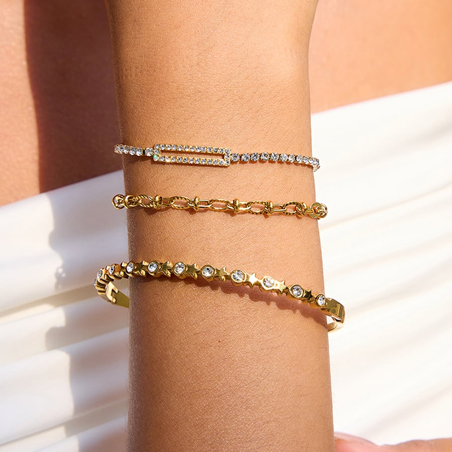 1 Piece Romantic Heart Stainless Steel Gold Color Women's Chain Bracelets Picture6