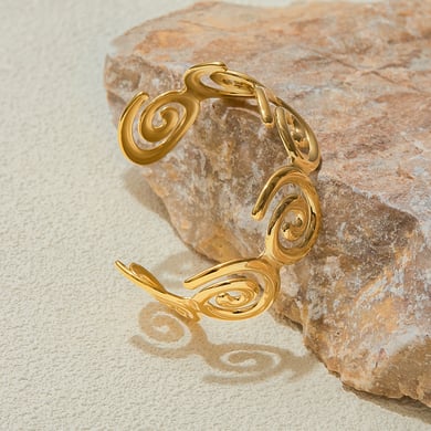 1 Stück klassische Spiral-Armreifen aus Edelstahl in Goldfarbe für Damen h5 Bild6
