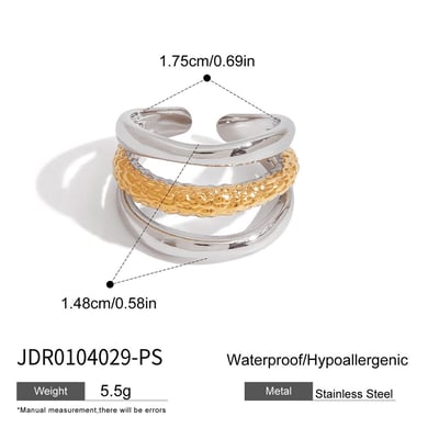 Bague minimaliste géométrique chic en acier inoxydable couleur or, 1 pièce h5 Image2