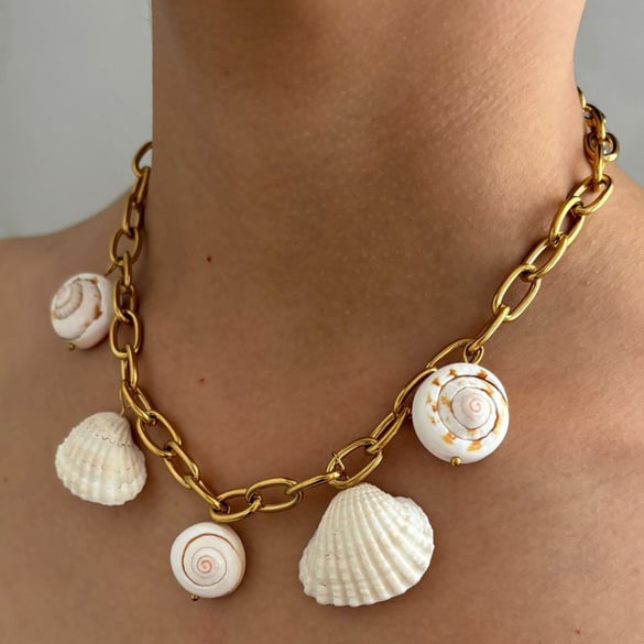 1 Piece Shell Stainless Steel Gold Color Pendant Necklace