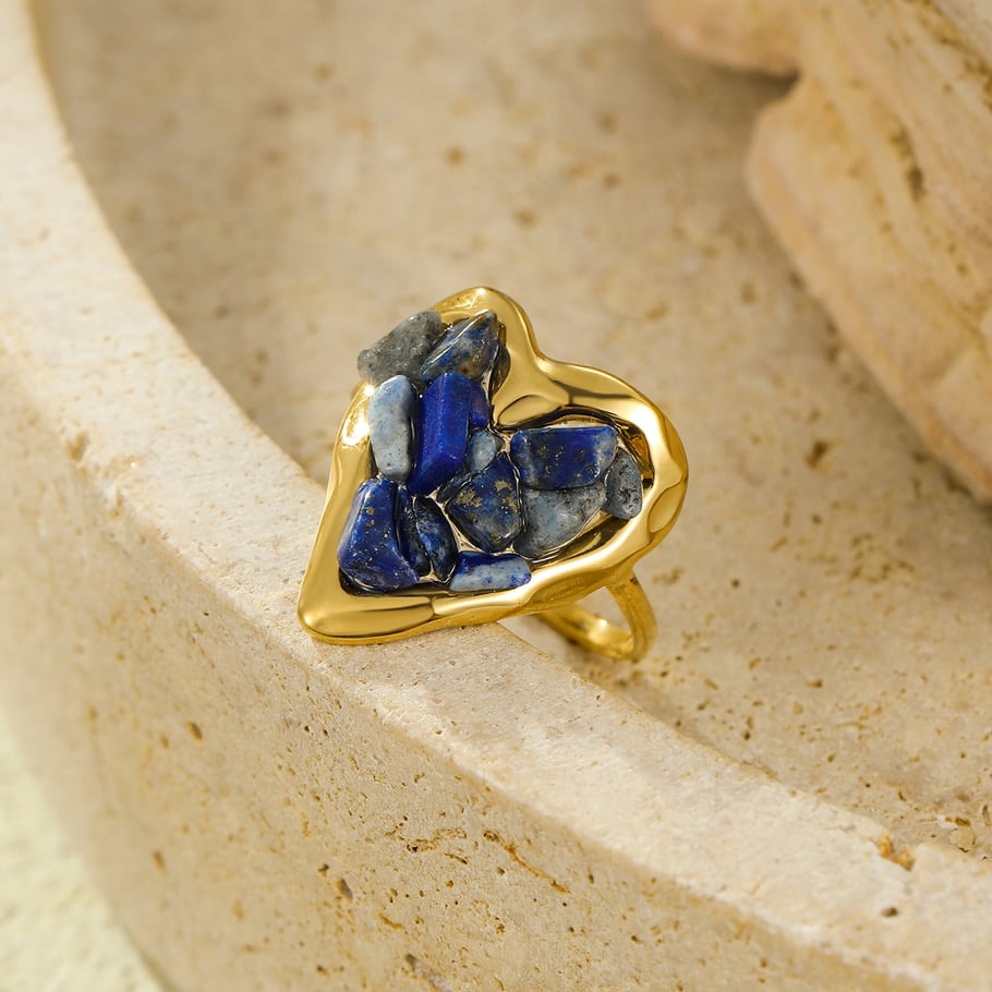 Heart Stainless Steel Gold Color Women's Adjustable Rings h5Picture4
