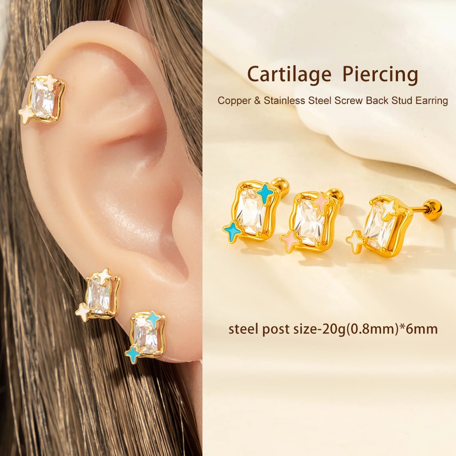1 Piece Copper Zircon Piercings Earring Picture4