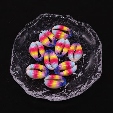 1 Stück Ölfleck-Glasur Farbverlauf Conch Damen Anhänger h5 Bild2