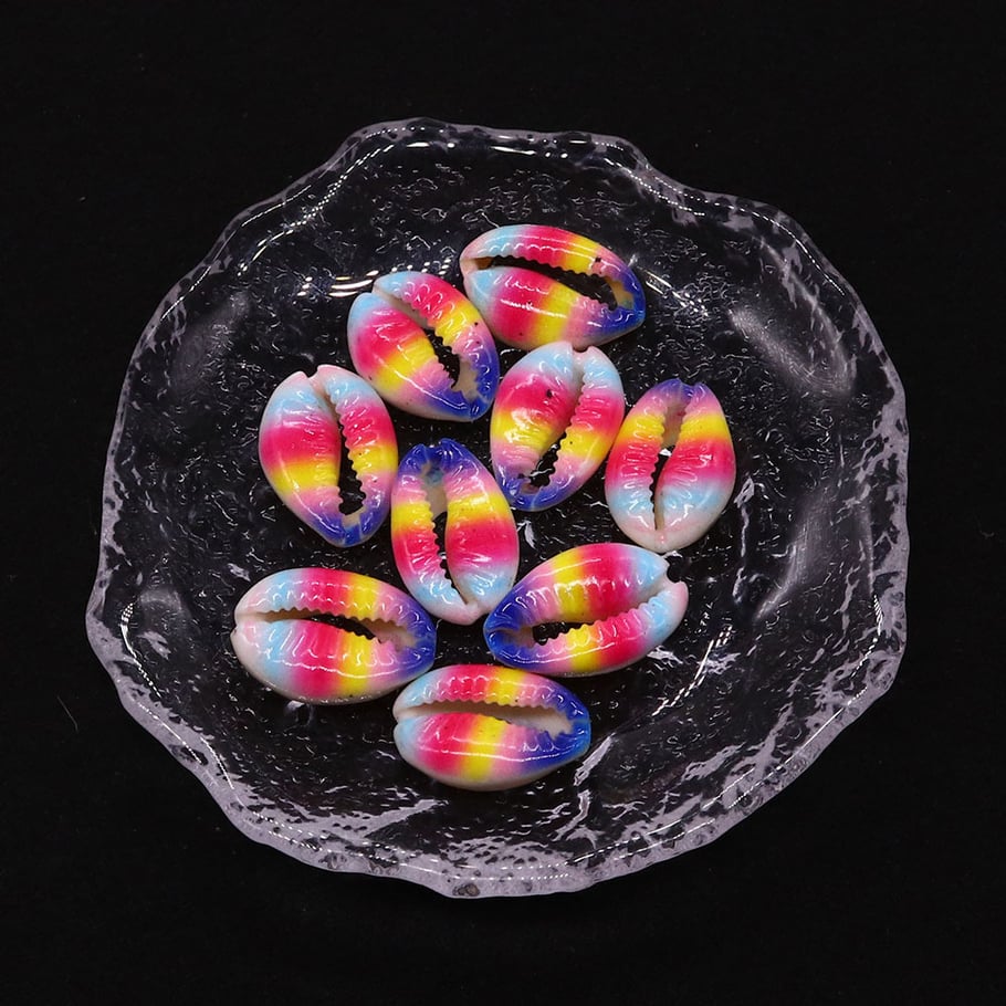 1 Stück Ölfleck-Glasur Farbverlauf Conch Damen Anhänger Bild2