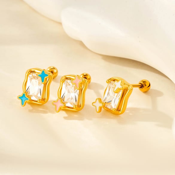 1 Stück Kupfer Zirkon Piercings Ohrring 2