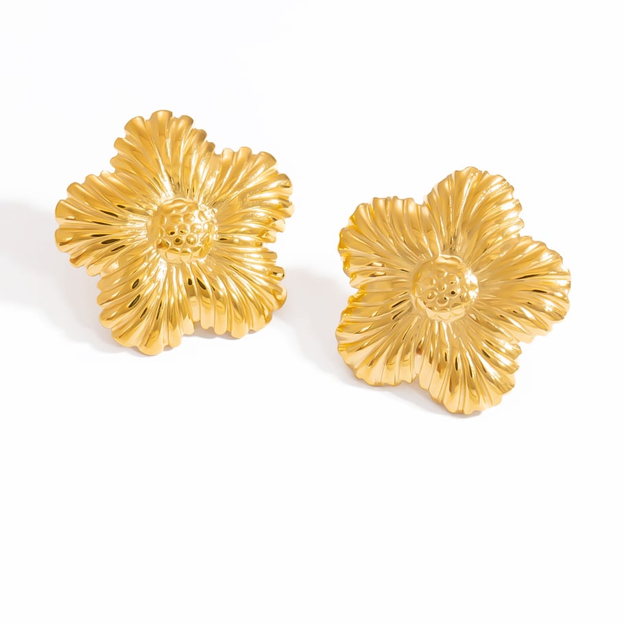 1 Pair Stainless Steel Gold Color Stud Earrings 