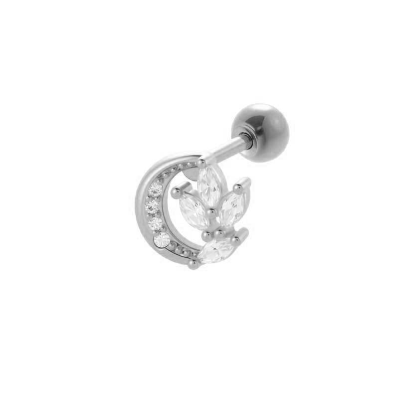 1 Piece Daily Flower Copper Gold Color Zircon Women's Piercings Earrings 