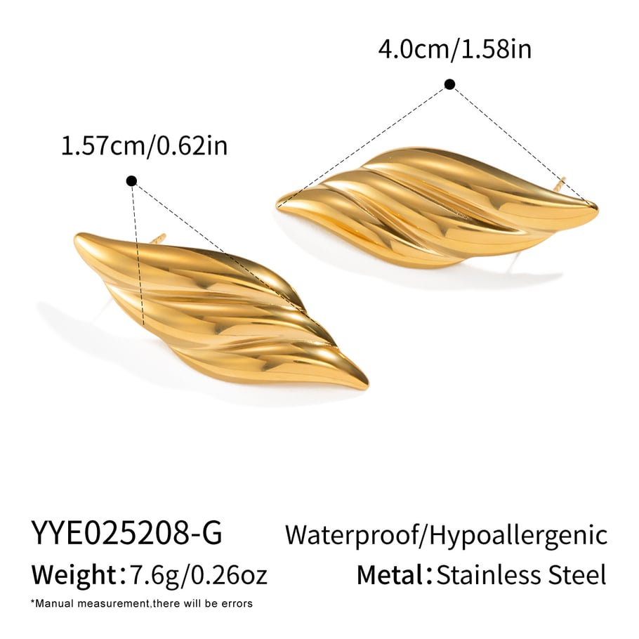 1 Pair Stainless Stainless Steel Gold Color Stud Earrings 