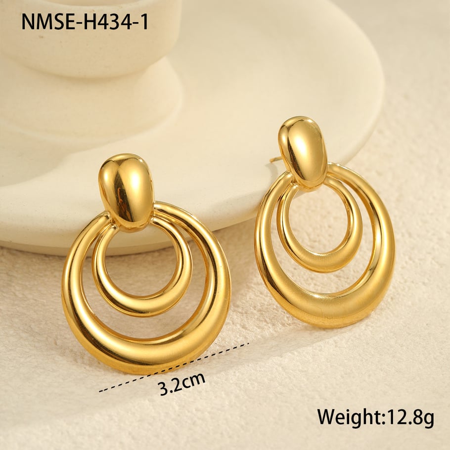 Simple Mixed Color Stainless Steel Gold Color Women's Hoop Earrings