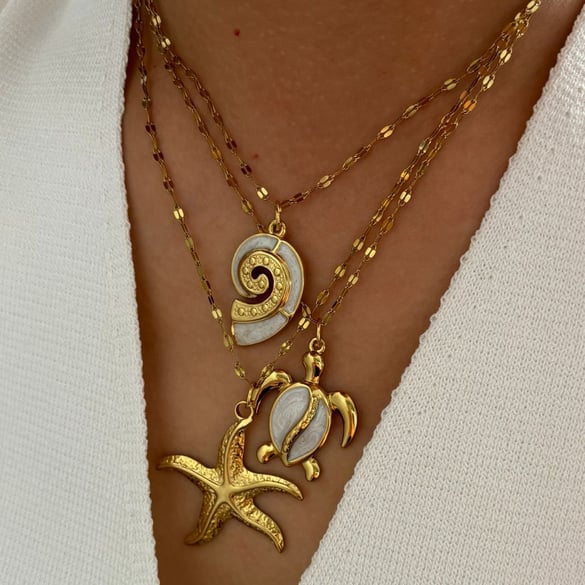 1 Piece Oceanic Stainless Steel Gold Color Pendant Necklace