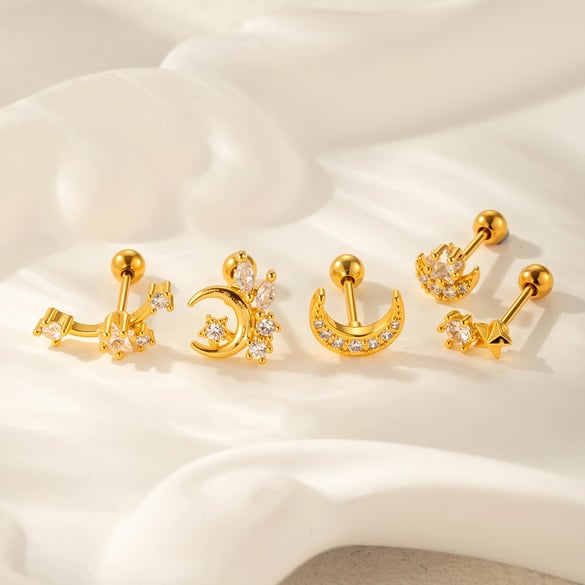 1 Stück Kupfer Zirkon Piercings Ohrring